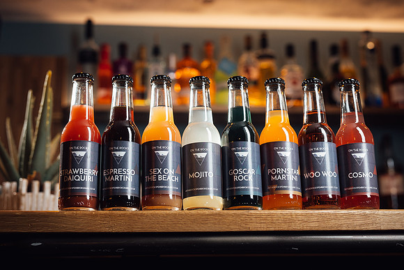 Full range of bottles for On The Rocks, Pembrokeshire