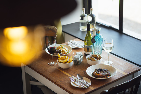 Food Photography, dishes on the table at Angle Point House