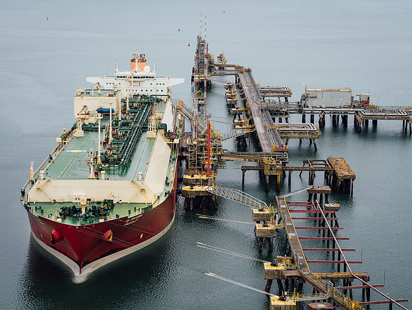 Industrial Aerial Photography of Vessel at Sea