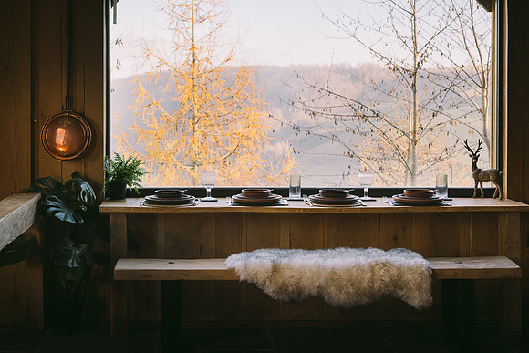 Looking out of the main window towards and autumn scene at Drovers Bough