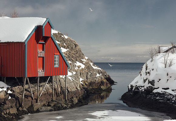 A small harbour in the Lofoten region of Norway