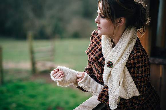 Fashion photoshoot on a farm with female model
