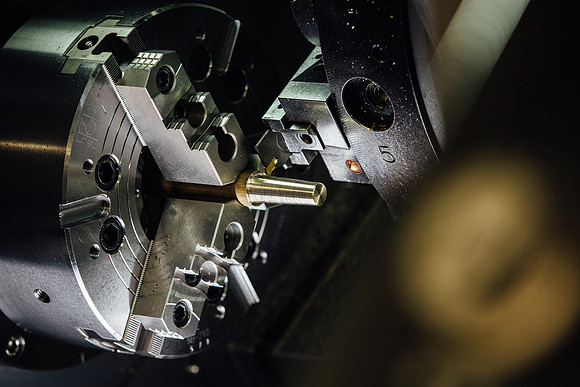 Lathe equipment photographed by industrial photographer