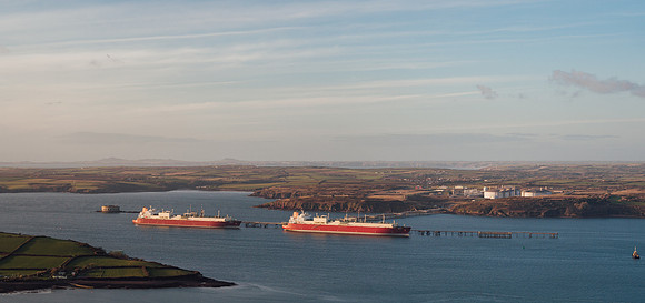 Two huge LNG tankers at South Hook LNG
