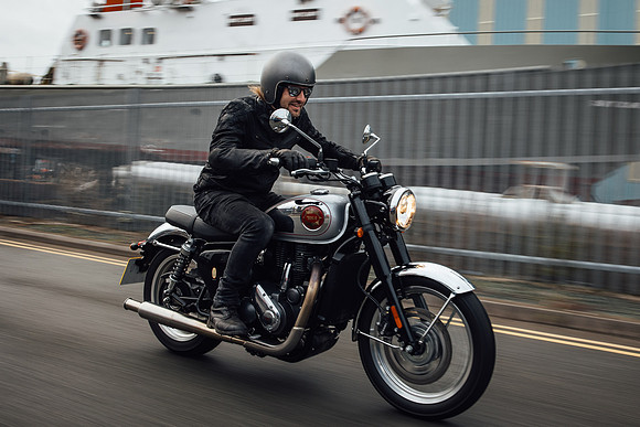 Rider enjoying riding the new BSA Goldstar