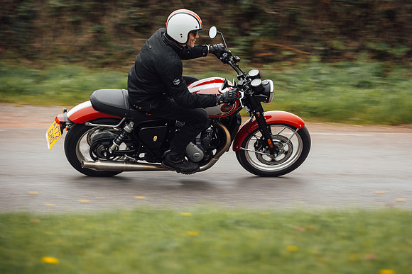 The new BSA Goldstar being ridden around a corner in Pembrokeshire