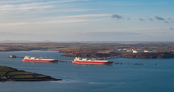 Drone Vessel Photography - Two LNG Tankers berthed at South Hook LNG