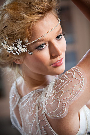 Bridal image of jewelled headwear