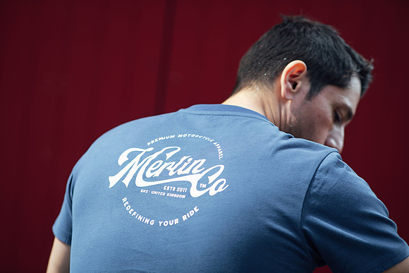 The rear of a Merlin lifestyle T-shirt on product photoshoot