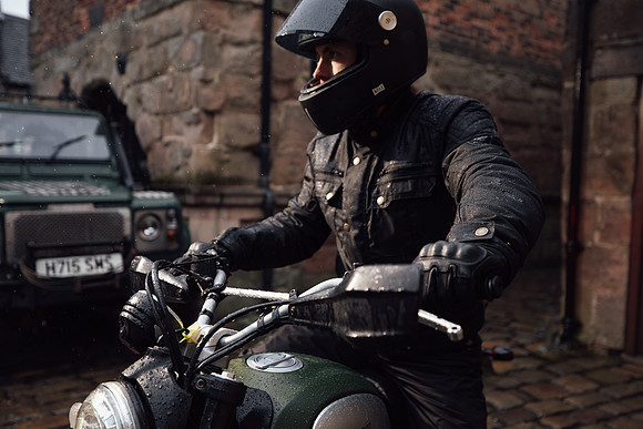 Rider wearing Merlin motorcycle jacket