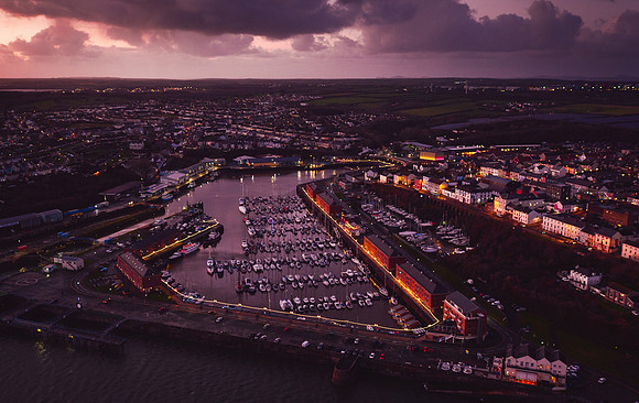 Commercial Drone Photography - Milford Marina at Night