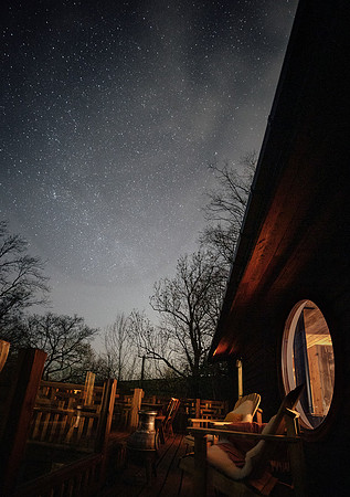 Looking up at the stars on the deck of Foragers cabin