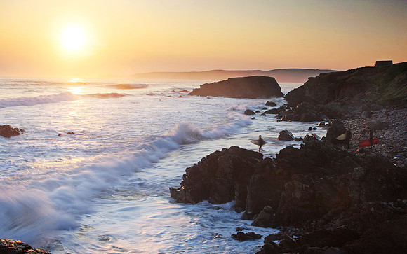 Freshwater West Surfer Sunset